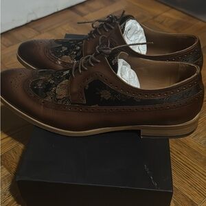 Taft Brown and Black Floral Oxfords